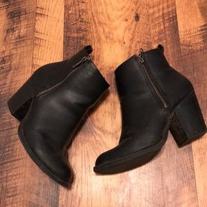 LAST CALL Black Stacked Heel Ankle Booties Vegan